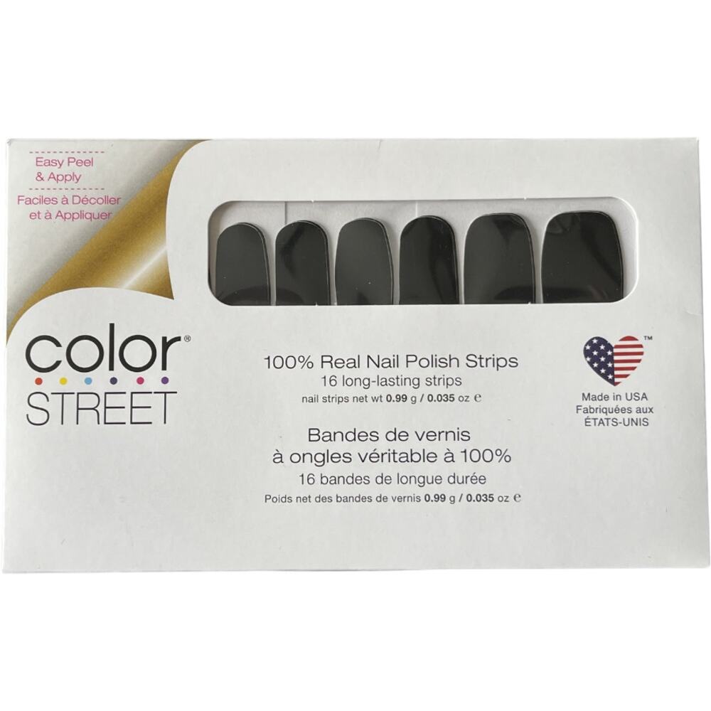 Color Street Midnight in Manhattan Nail Polish Strips Black Creme FMC146